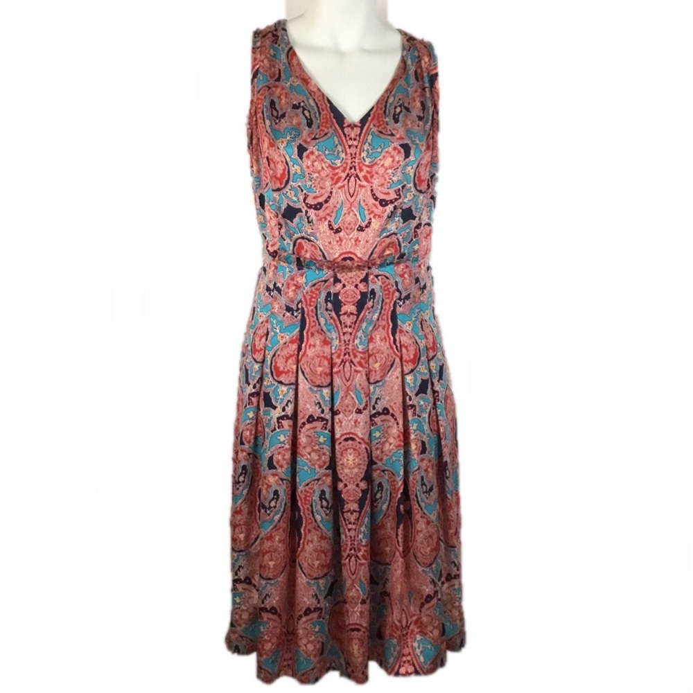 Jones New York red paisley dress EUC
